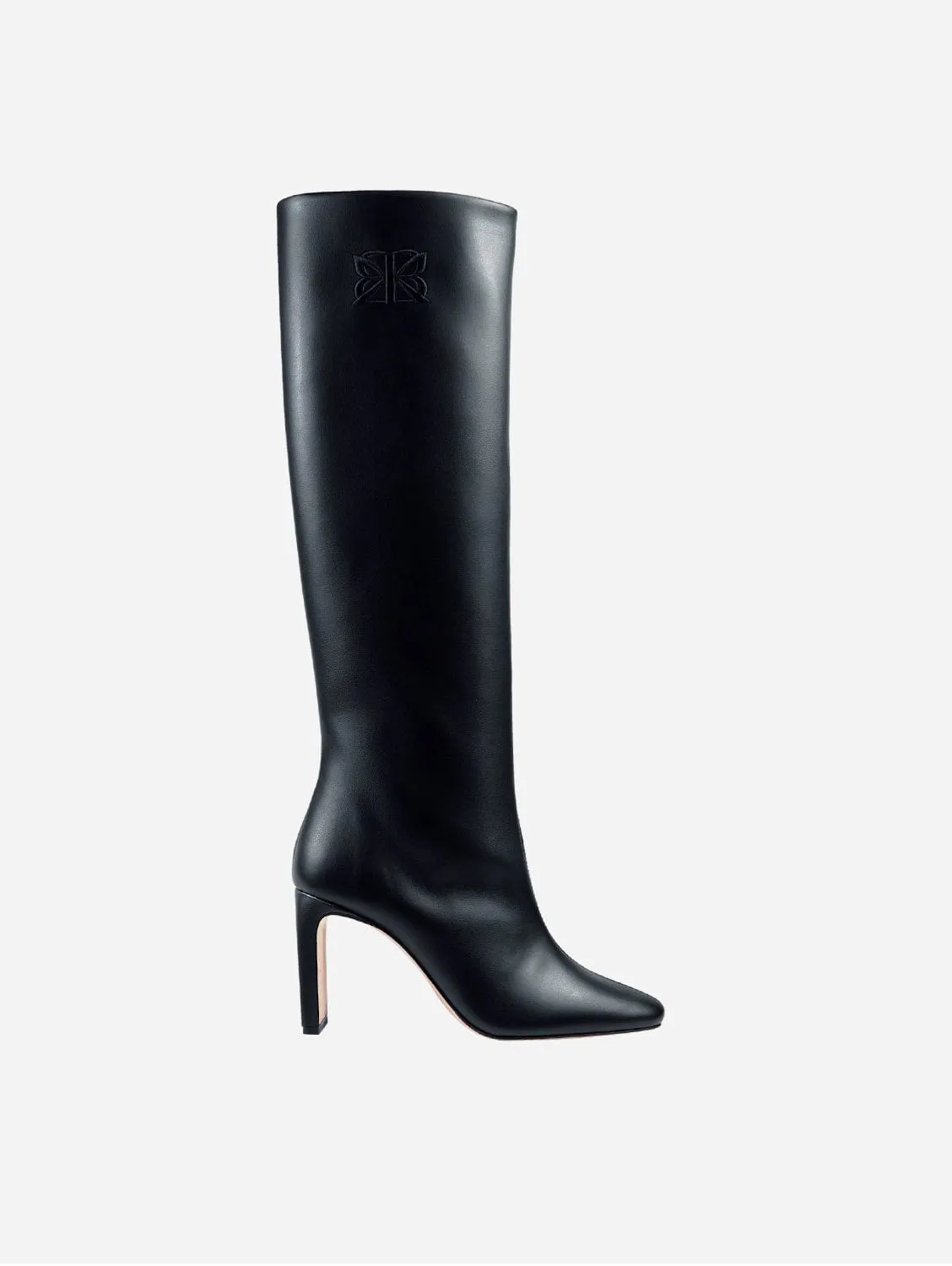 8.30 Uhr Kaktusleder Vegane Stiefeletten mit hohem Schaft und Absatz | Schwarz