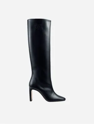 8.30 Uhr Kaktusleder Vegane Stiefeletten mit hohem Schaft und Absatz | Schwarz