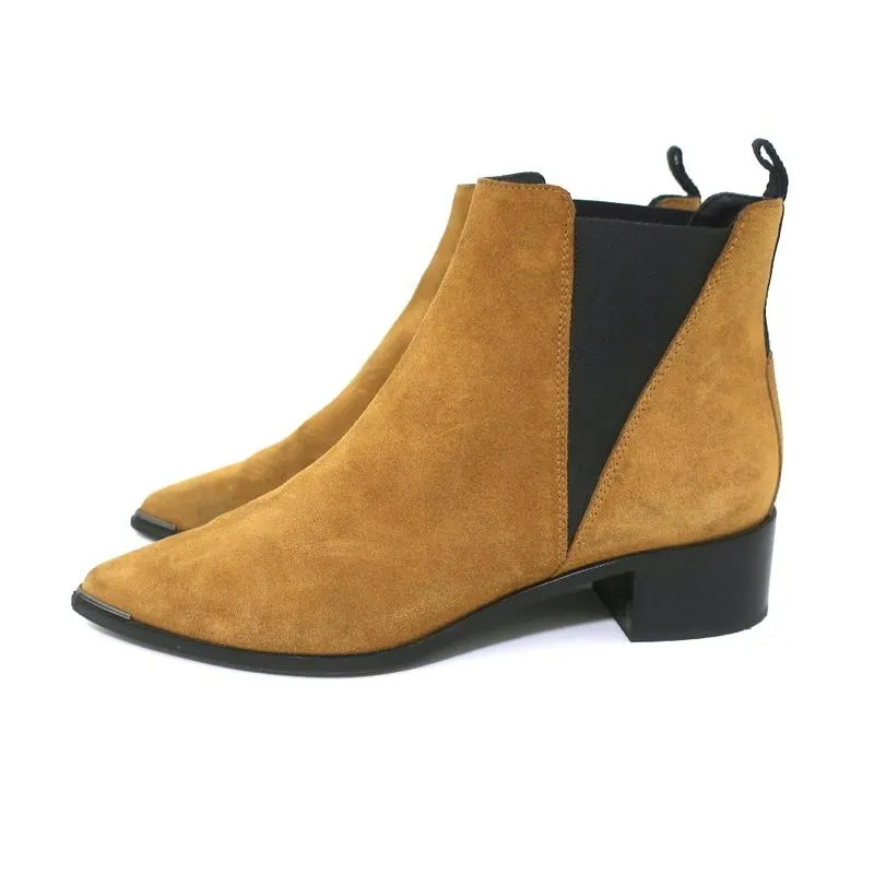 Acne Studios Knöchelstiefel Jensen Braun Wildleder Größe 39 Spitze Chelsea Booties