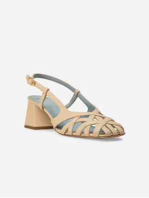 Alba Vegan Apfel-Leder High-Heel Sandalen | Ecru