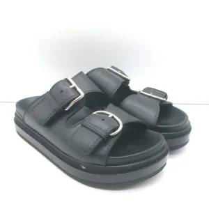 Alexander McQueen Doppelriemen Plateau-Sandalen Schwarz Leder Größe 38