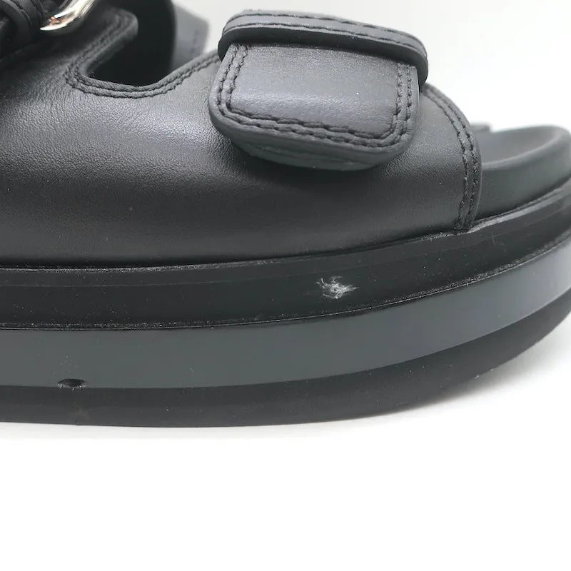 Alexander McQueen Doppelriemen Plateau-Sandalen Schwarz Leder Größe 38