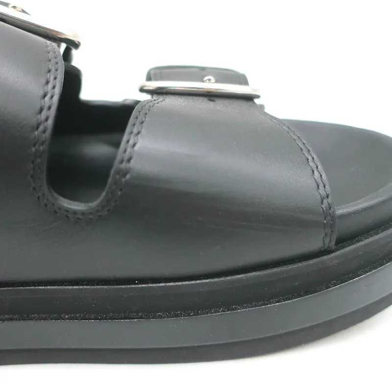 Alexander McQueen Doppelriemen Plateau-Sandalen Schwarz Leder Größe 38