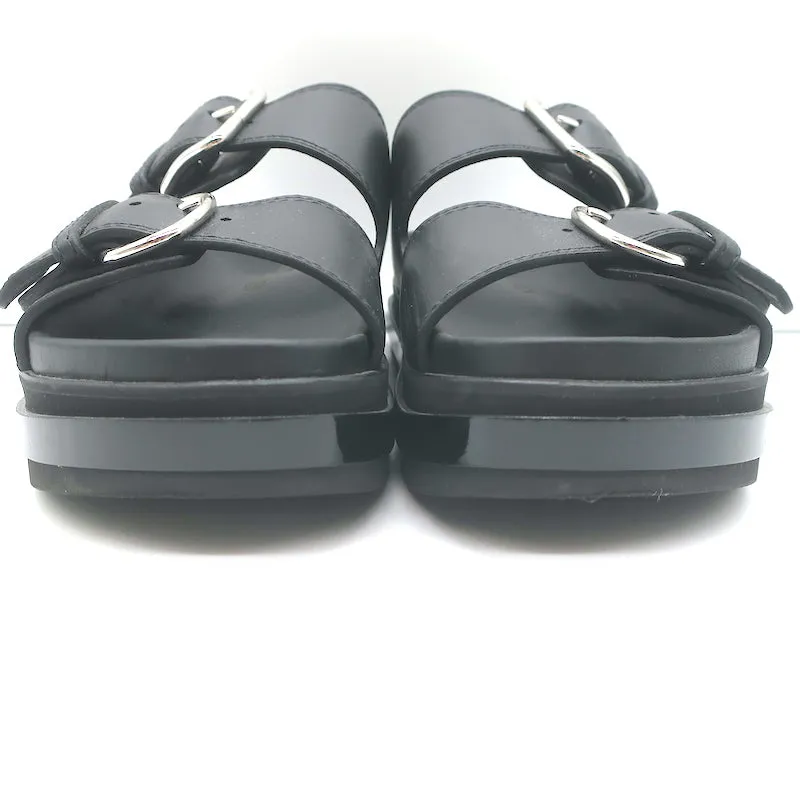 Alexander McQueen Doppelriemen Plateau-Sandalen Schwarz Leder Größe 38