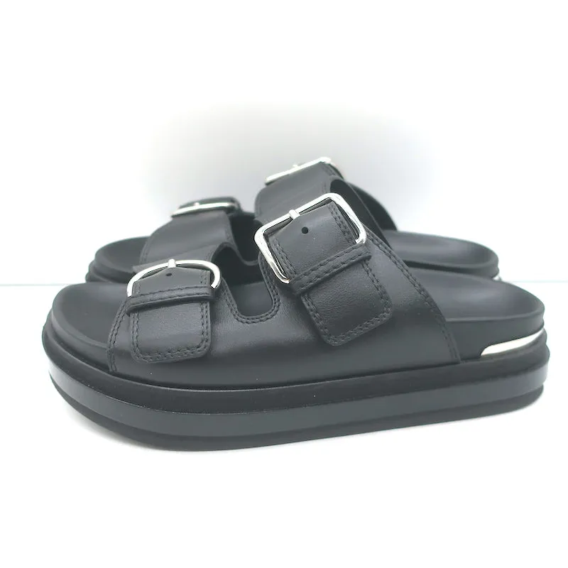 Alexander McQueen Doppelriemen Plateau-Sandalen Schwarz Leder Größe 38