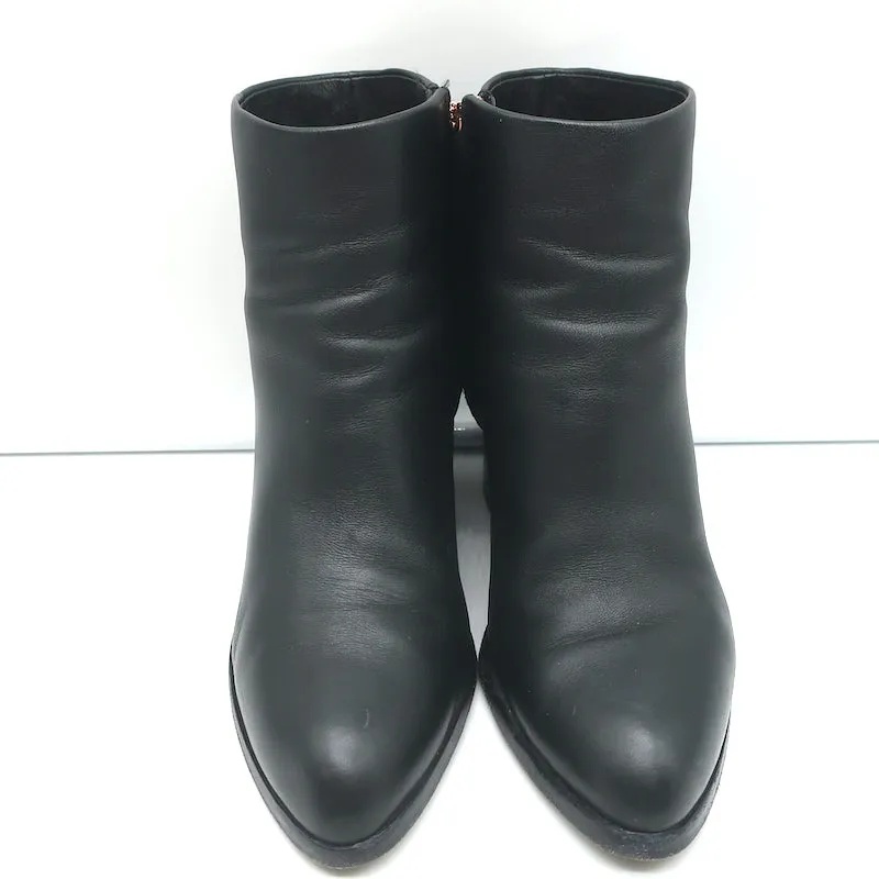 Alexander Wang Gabi Stiefeletten Schwarz Leder Größe 37 Booties mit Ausschnitt und Absatz