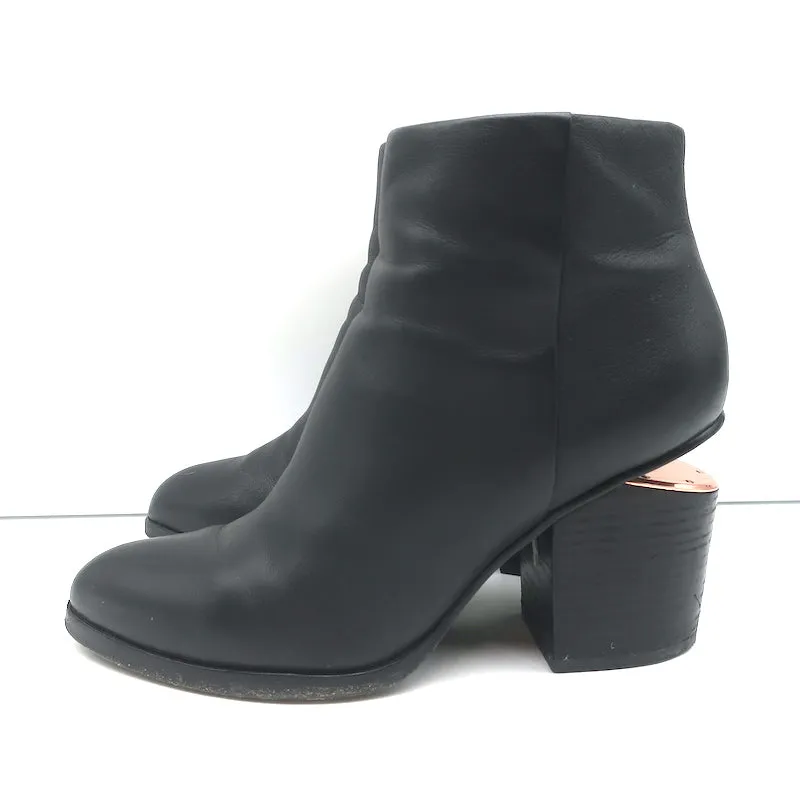 Alexander Wang Gabi Stiefeletten Schwarz Leder Größe 37 Booties mit Ausschnitt und Absatz