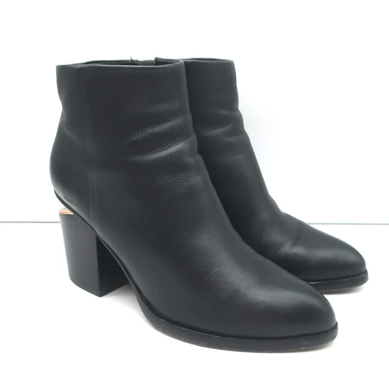 Alexander Wang Gabi Stiefeletten Schwarz Leder Größe 37 Booties mit Ausschnitt und Absatz