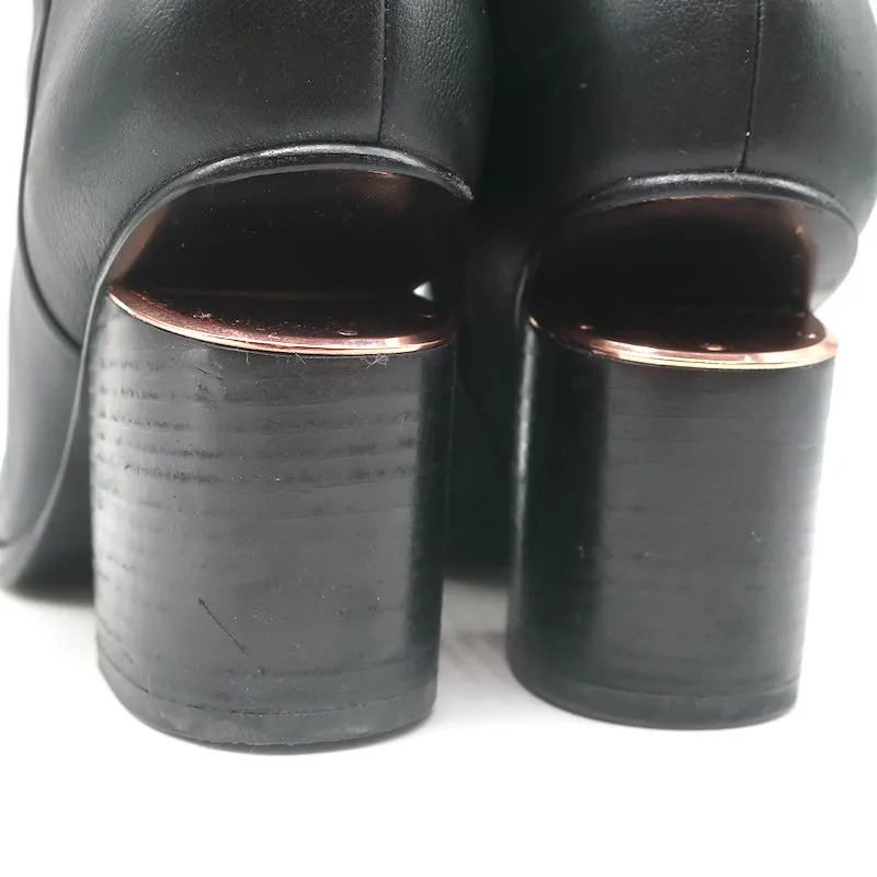 Alexander Wang Gabi Stiefeletten Schwarz Leder Größe 37 Booties mit Ausschnitt und Absatz