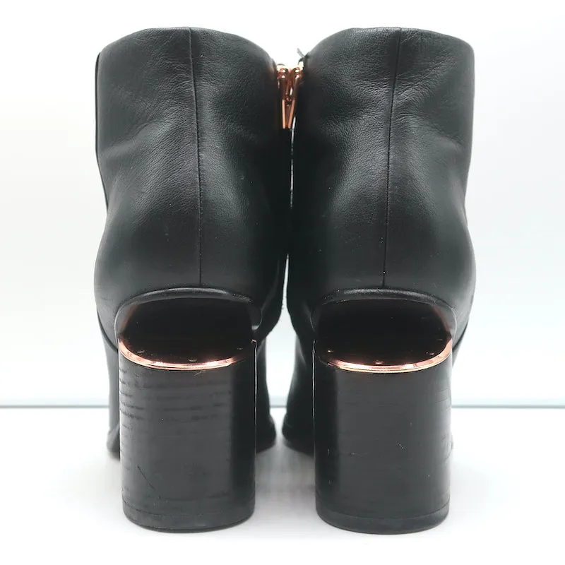 Alexander Wang Gabi Stiefeletten Schwarz Leder Größe 37 Booties mit Ausschnitt und Absatz