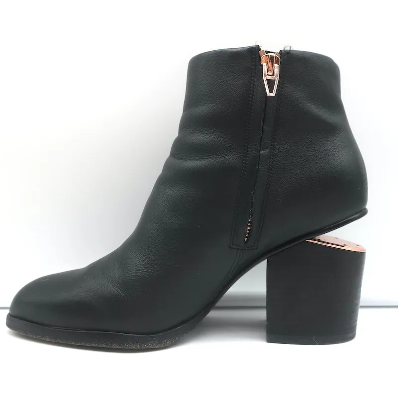 Alexander Wang Gabi Stiefeletten Schwarz Leder Größe 37 Booties mit Ausschnitt und Absatz
