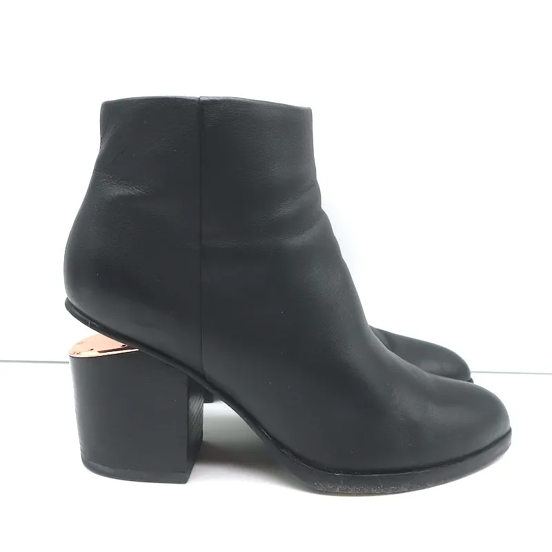 Alexander Wang Gabi Stiefeletten Schwarz Leder Größe 37 Booties mit Ausschnitt und Absatz