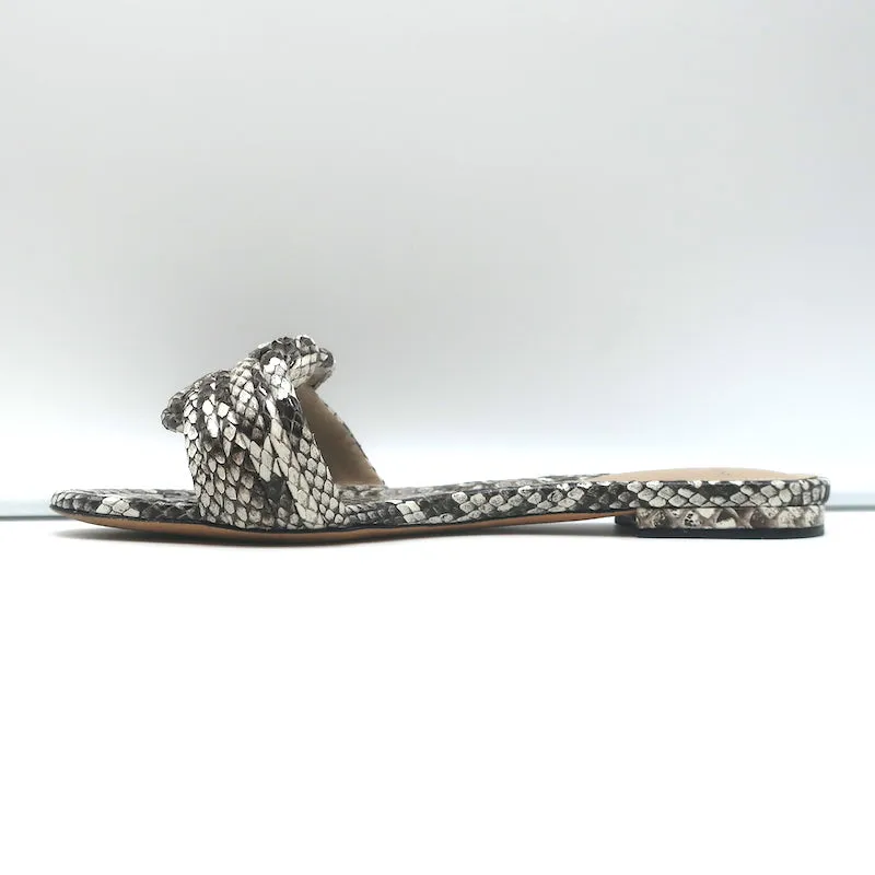 Alexandre Birman Vicky Flache Sandalen mit Knoten in Grau Schlangenleder Größe 38.5