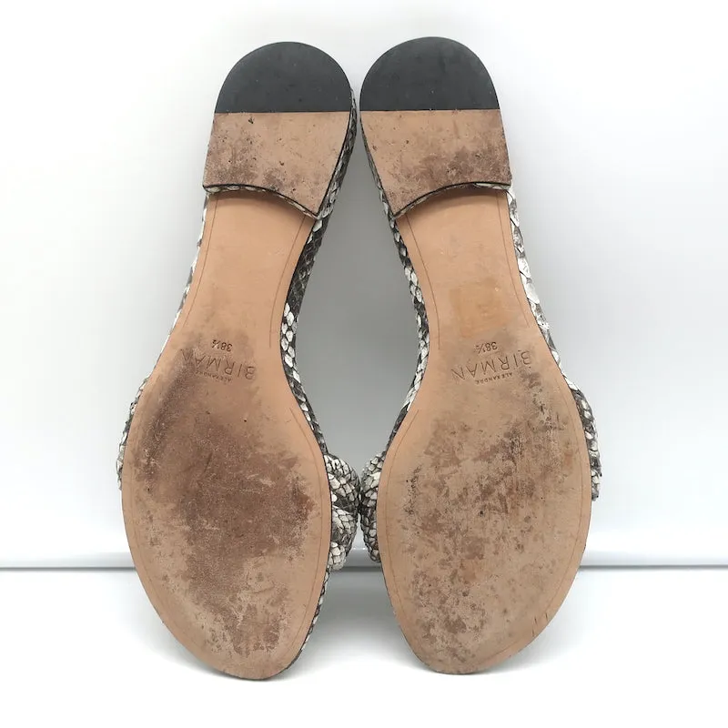 Alexandre Birman Vicky Flache Sandalen mit Knoten in Grau Schlangenleder Größe 38.5