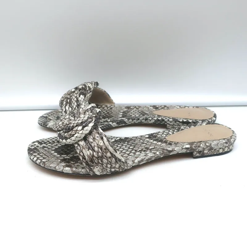 Alexandre Birman Vicky Flache Sandalen mit Knoten in Grau Schlangenleder Größe 38.5