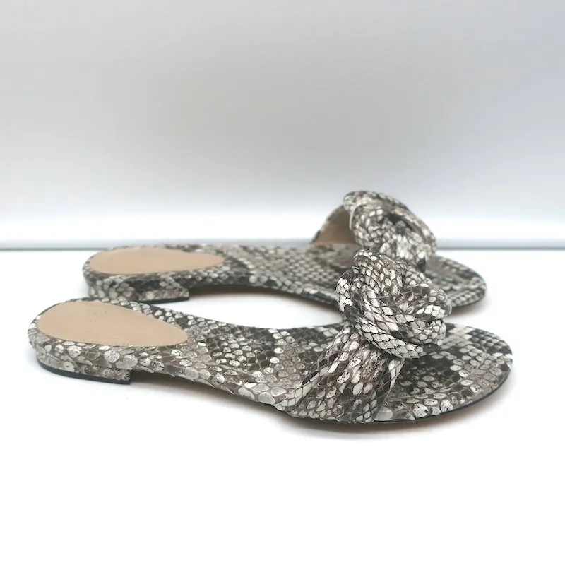 Alexandre Birman Vicky Flache Sandalen mit Knoten in Grau Schlangenleder Größe 38.5