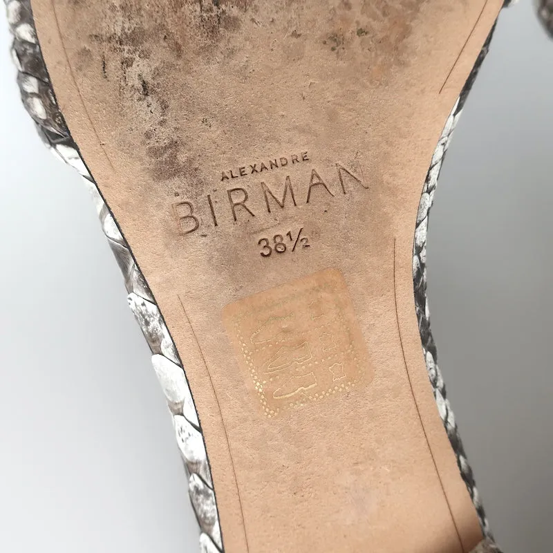 Alexandre Birman Vicky Flache Sandalen mit Knoten in Grau Schlangenleder Größe 38.5