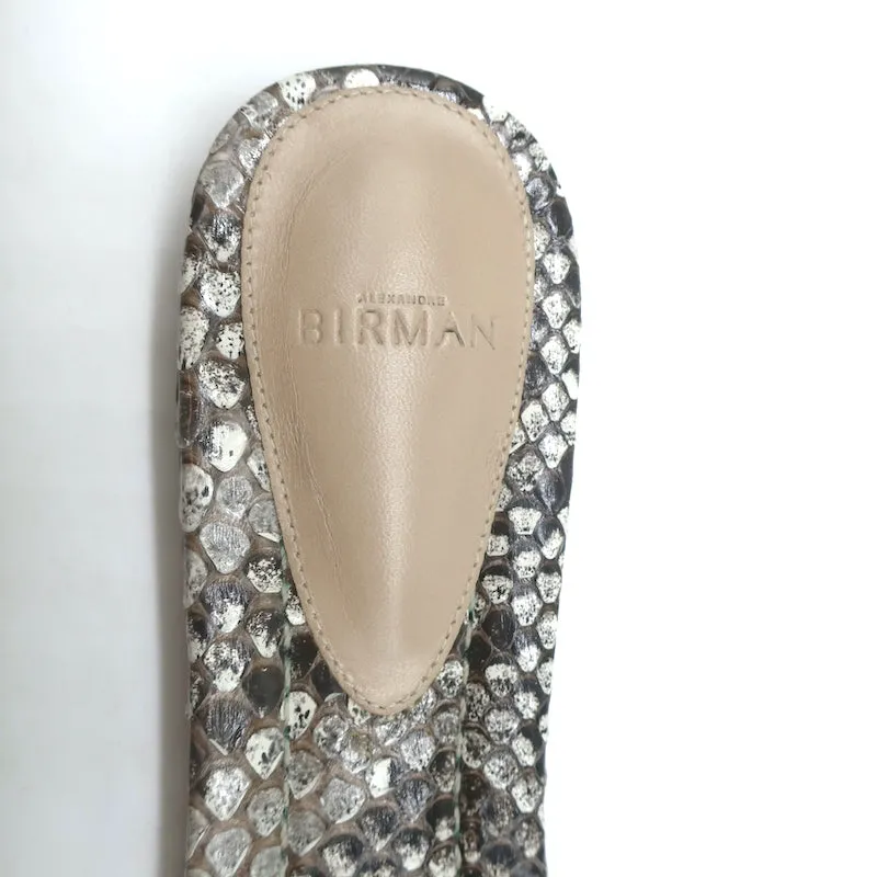 Alexandre Birman Vicky Flache Sandalen mit Knoten in Grau Schlangenleder Größe 38.5