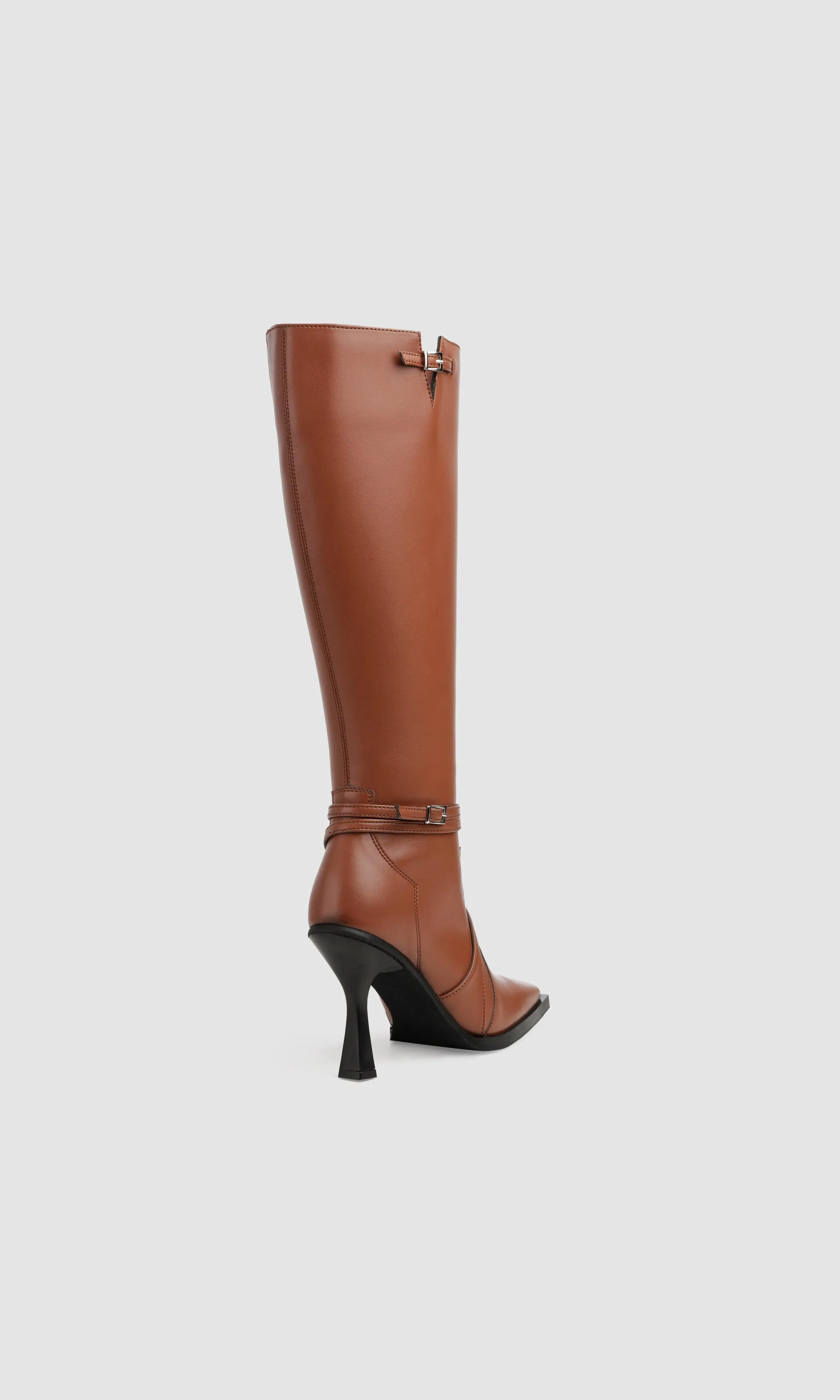 Alicia Vegan Apple Leder Kniestiefel | Kastanienbraun
