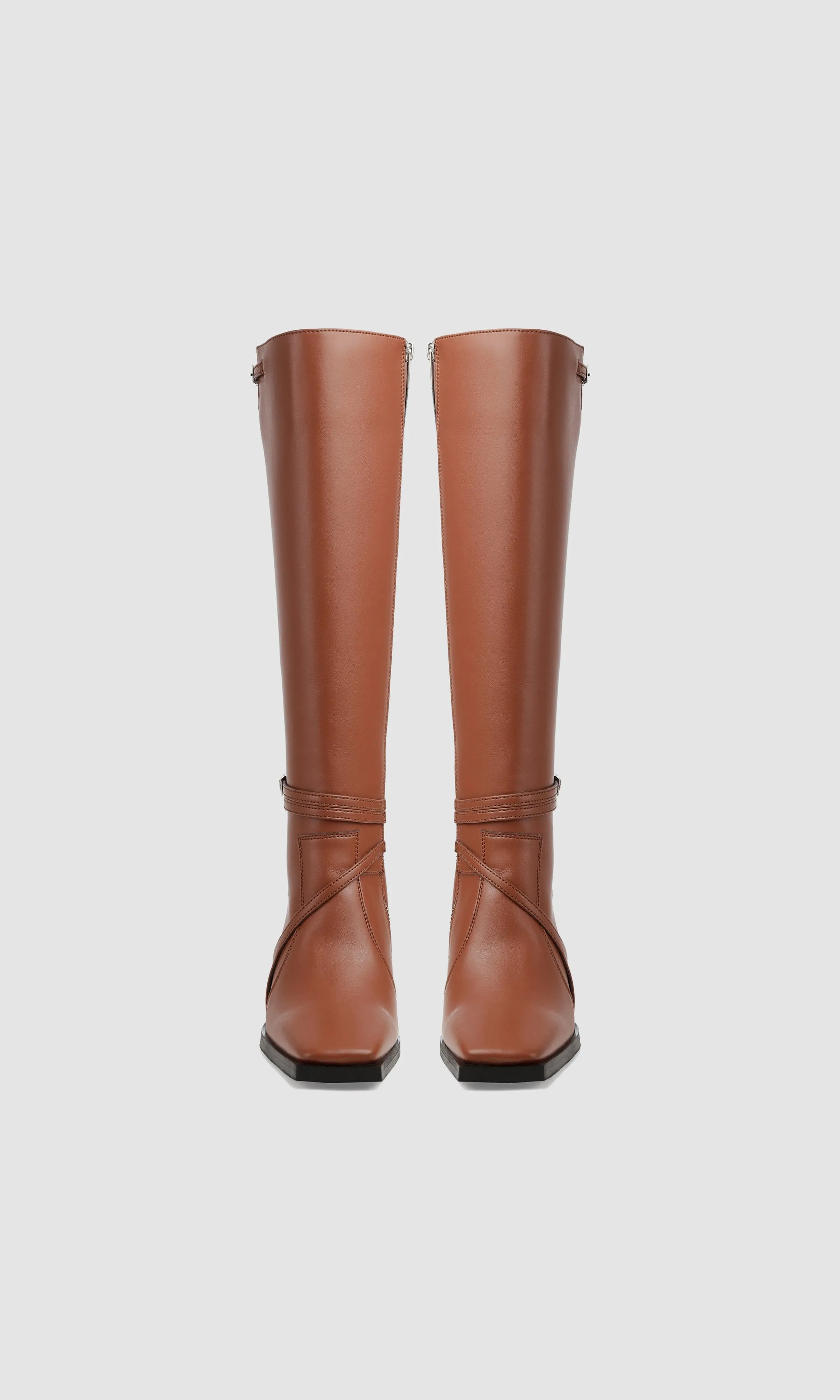 Alicia Vegan Apple Leder Kniestiefel | Kastanienbraun