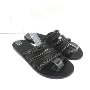 Ancient Greek Sandals Niki Chains Schlupfsandalen Schwarz Leder Größe 37