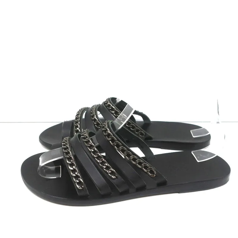 Ancient Greek Sandals Niki Chains Schlupfsandalen Schwarz Leder Größe 37