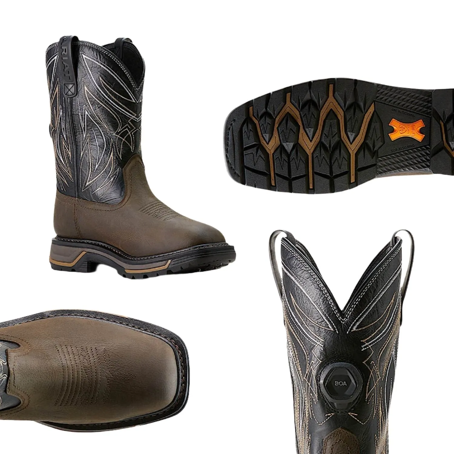 Ariat Herren H20 Big Rig Boa Arbeitsstiefel - Eisenkaffee/Schwarz Ariat Schuhe