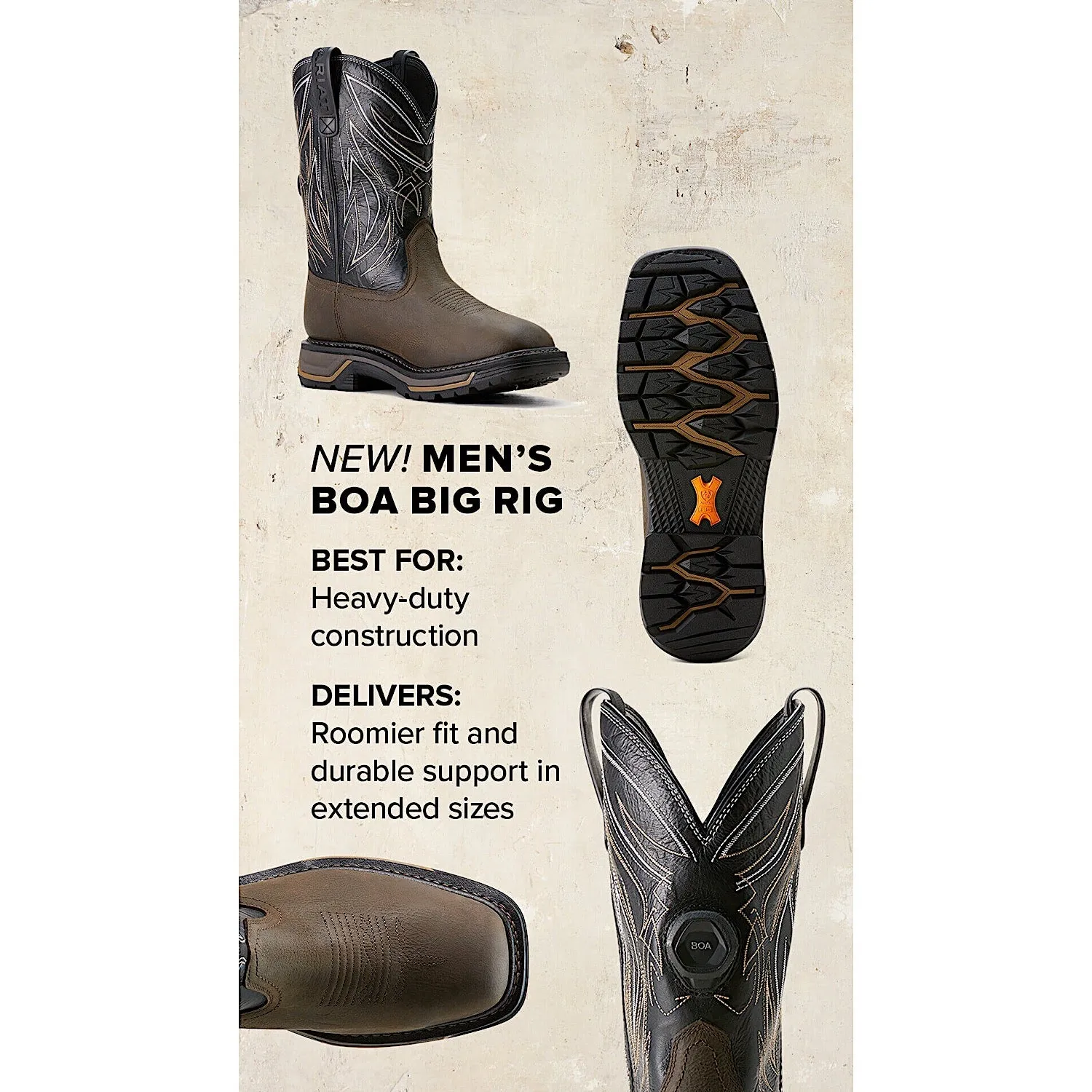 Ariat Herren H20 Big Rig Boa Arbeitsstiefel - Eisenkaffee/Schwarz Ariat Schuhe