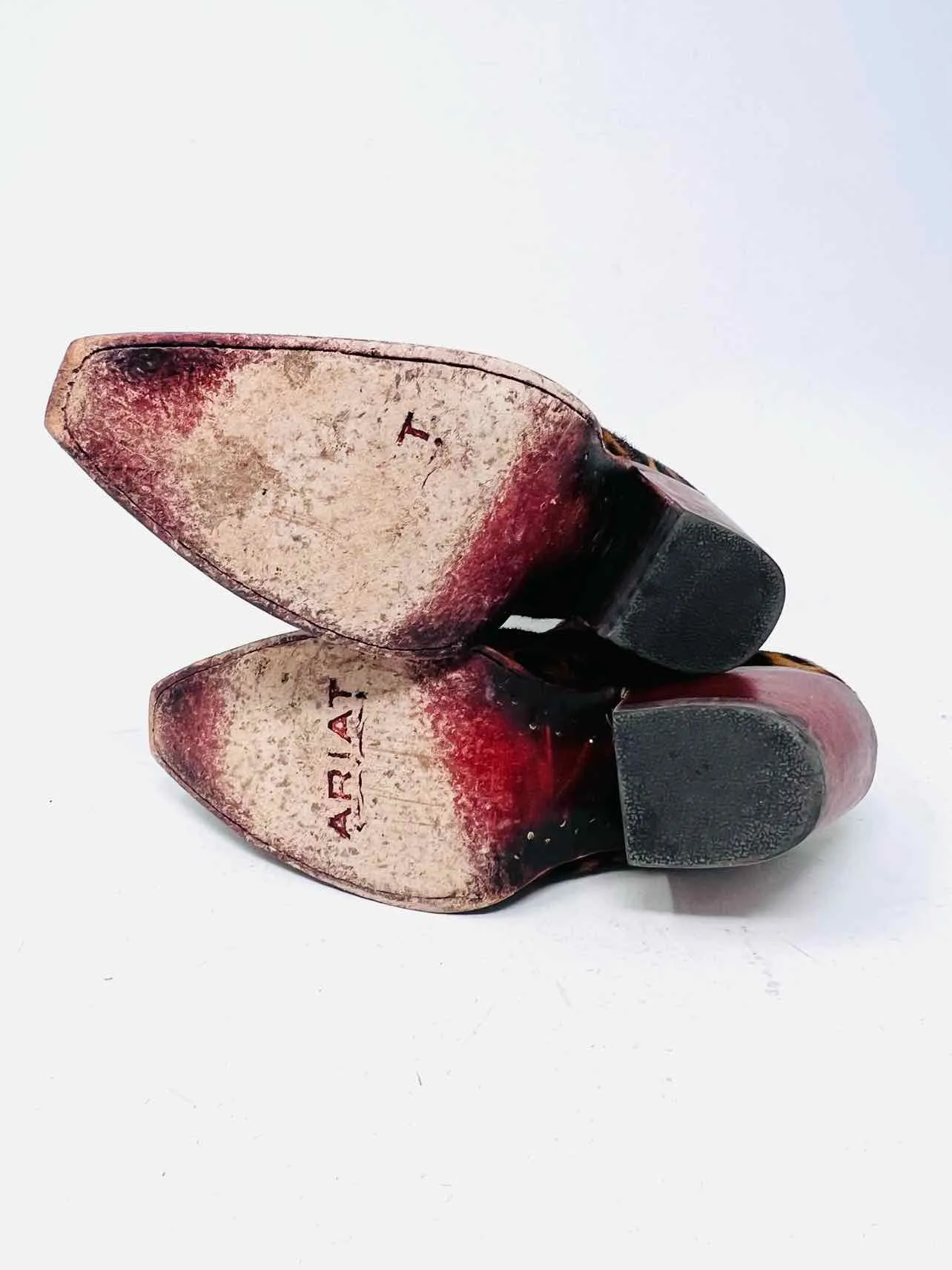 Ariat Größe 8,5 Natur/Braun-Schwarz Tierprint Rindleder AS IS Schuhe Knöchelstiefel