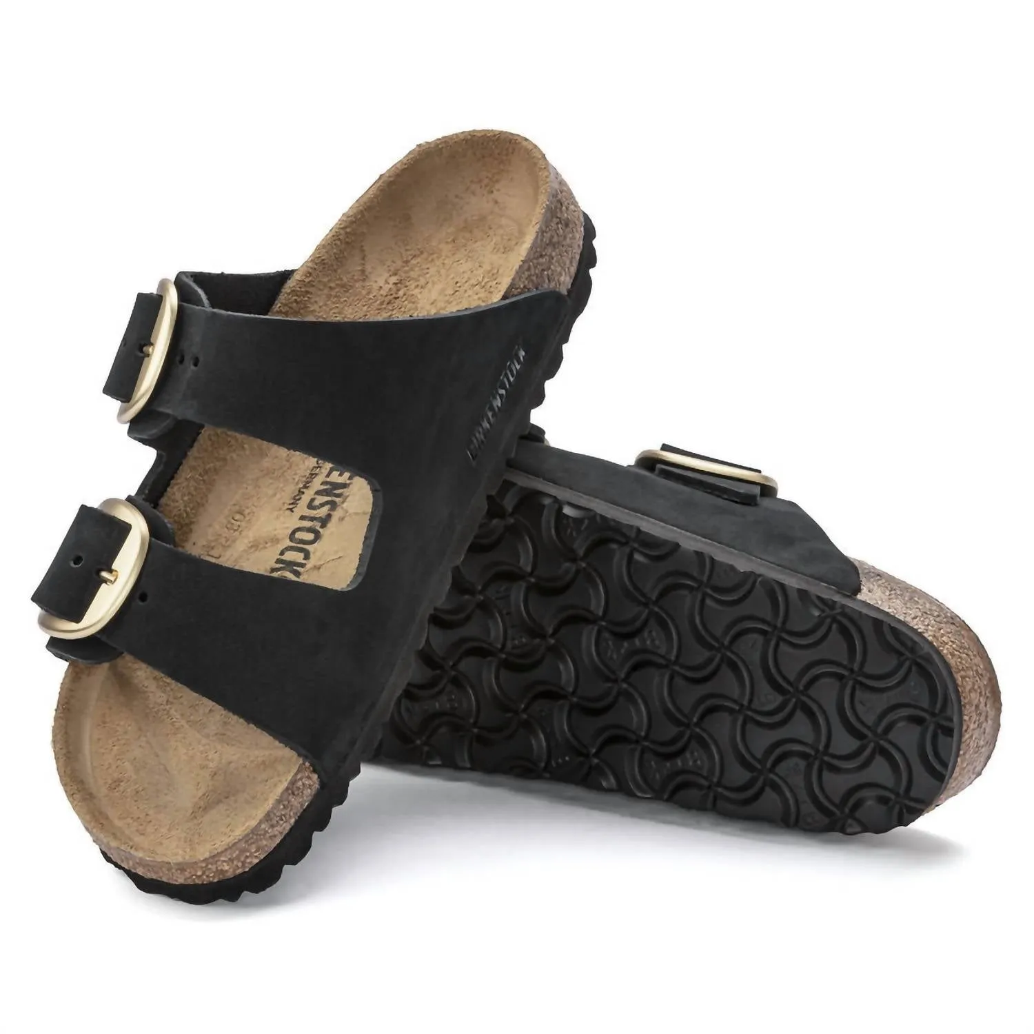 Arizona Big Buckle Nubuck-Leder Sandalen in Schwarz