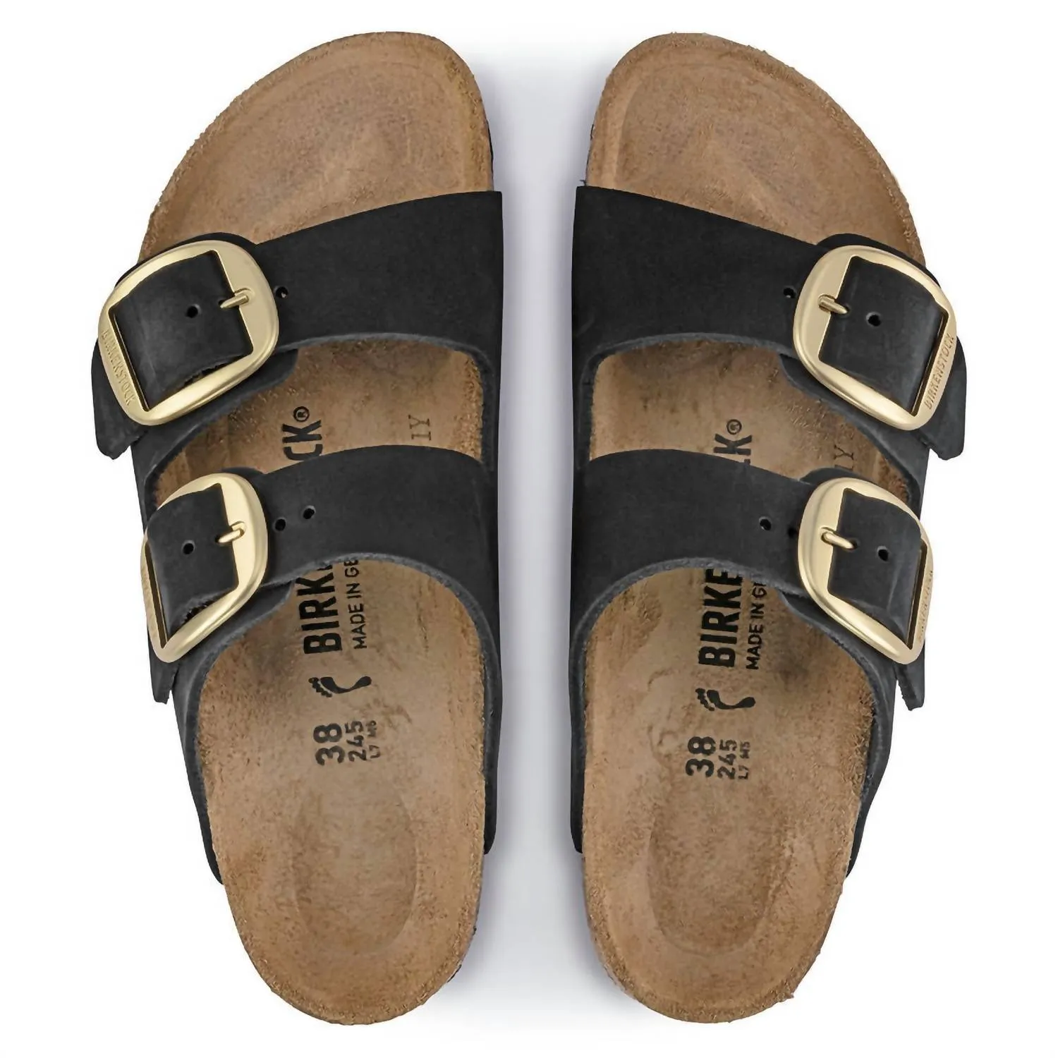 Arizona Big Buckle Nubuck-Leder Sandalen in Schwarz