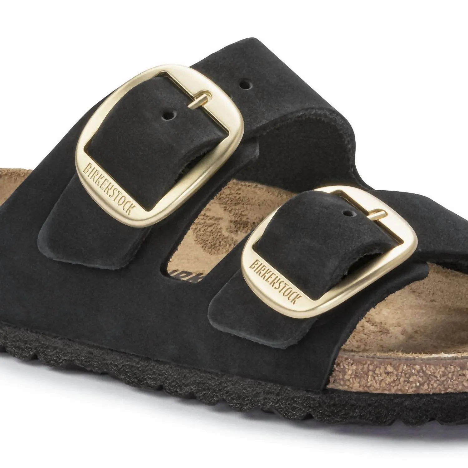 Arizona Big Buckle Nubuck-Leder Sandalen in Schwarz
