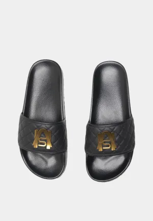 Ashluxe Paradise Steppleder-Slipper - Schwarz