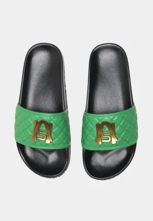 Ashluxe Paradise Steppleder-Pantoffeln - Grün