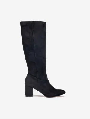 Avocado Damen Vegane Wildleder Stiefel Kniehoch | Schwarz