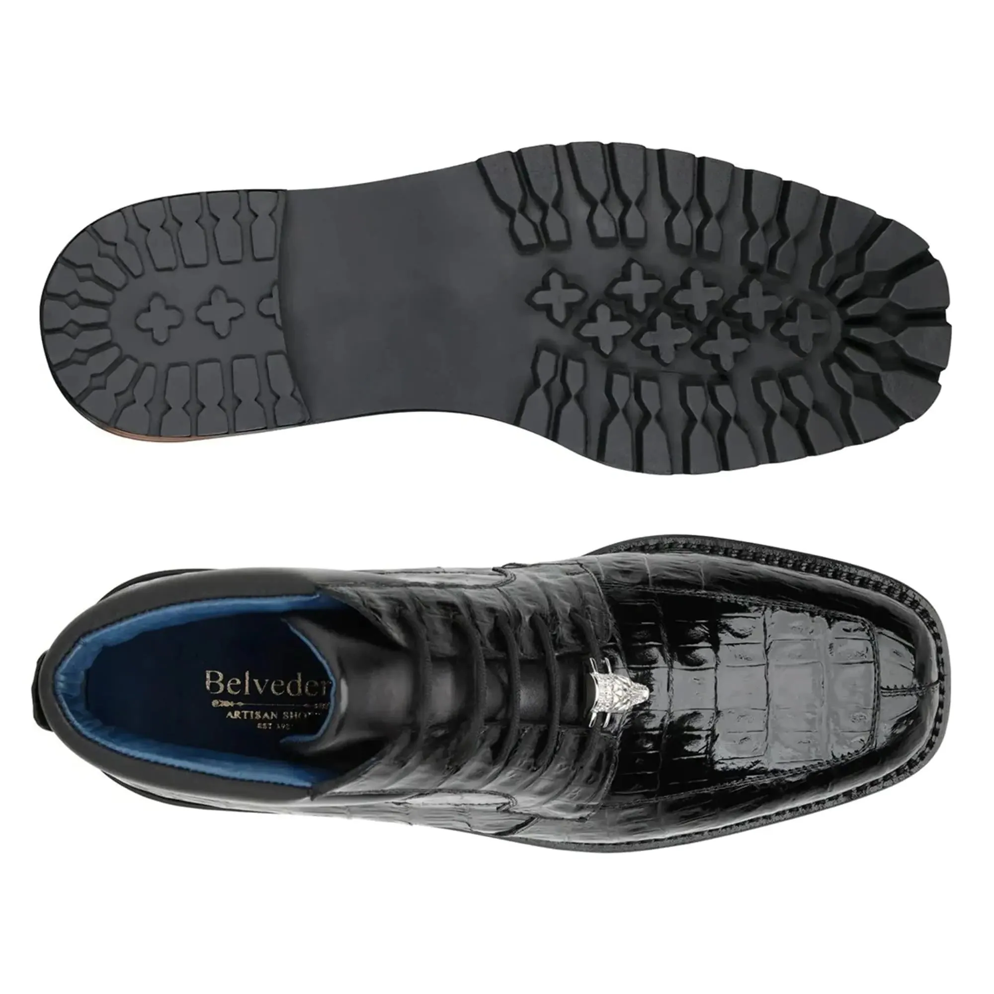 Belvedere Exotische Leder Schuhe Belvedere Gallardo in Echten Schwarzen Kaiman-Krokodil Stiefeln