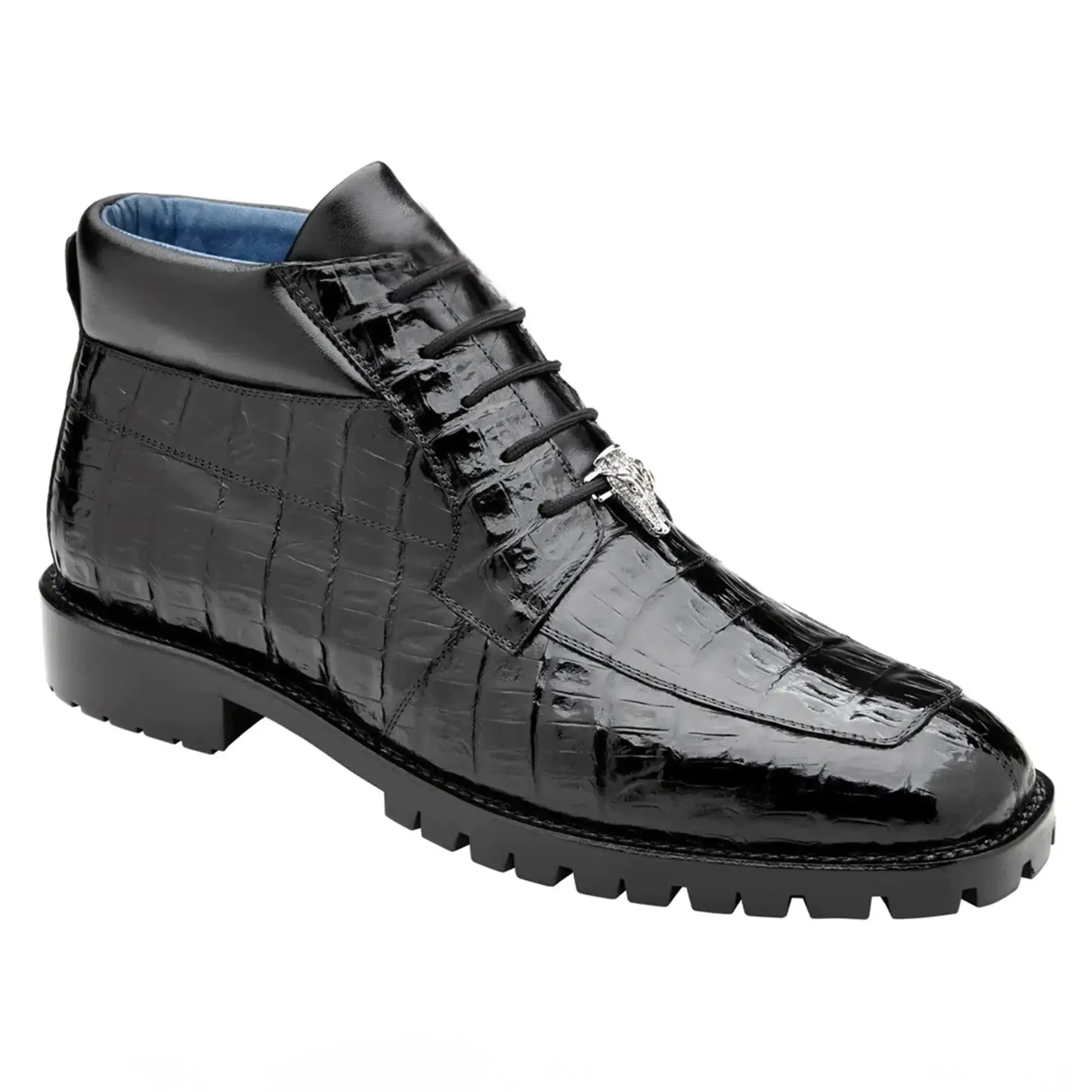 Belvedere Exotische Leder Schuhe Belvedere Gallardo in Echten Schwarzen Kaiman-Krokodil Stiefeln