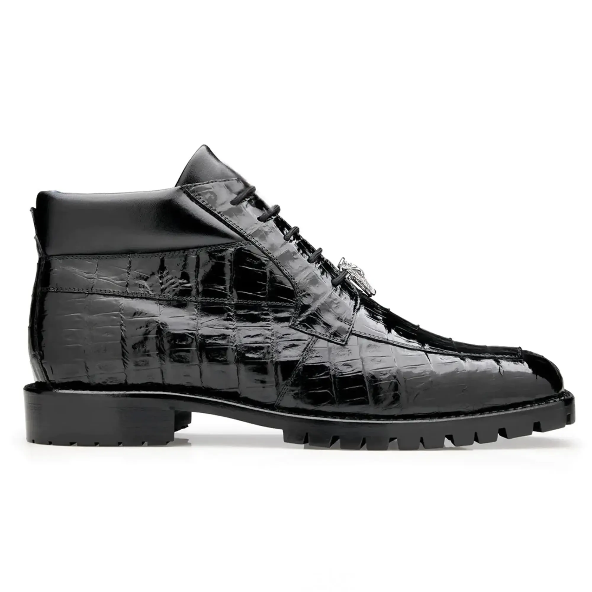 Belvedere Exotische Leder Schuhe Belvedere Gallardo in Echten Schwarzen Kaiman-Krokodil Stiefeln
