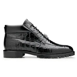 Belvedere Exotische Leder Schuhe Belvedere Gallardo in Echten Schwarzen Kaiman-Krokodil Stiefeln