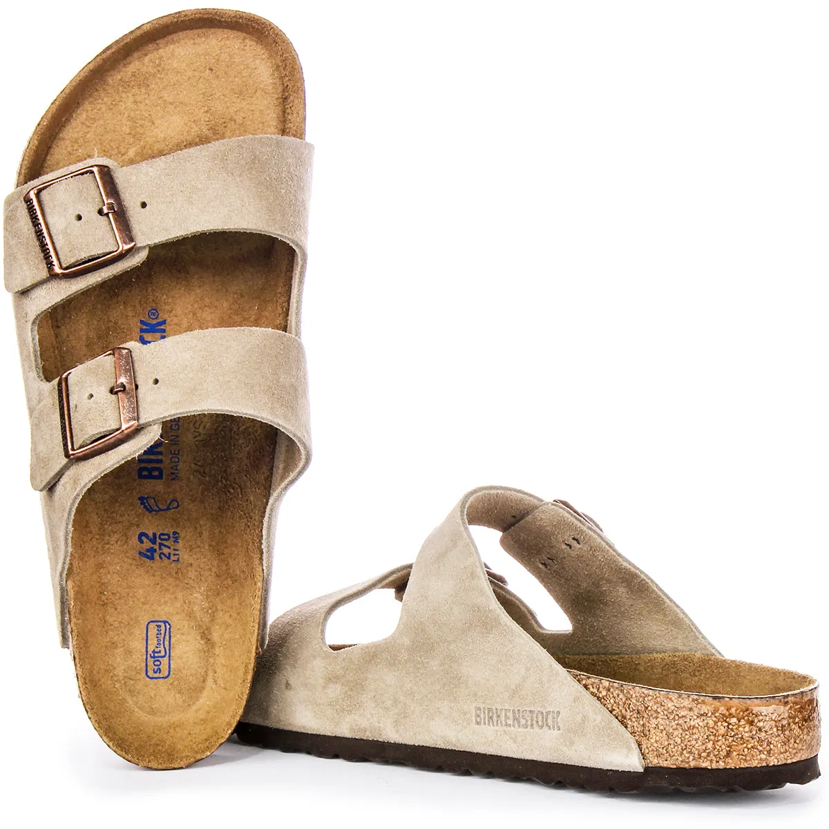 Birkenstock Arizona Soft Footbed Sandalen in Taubenfarbe