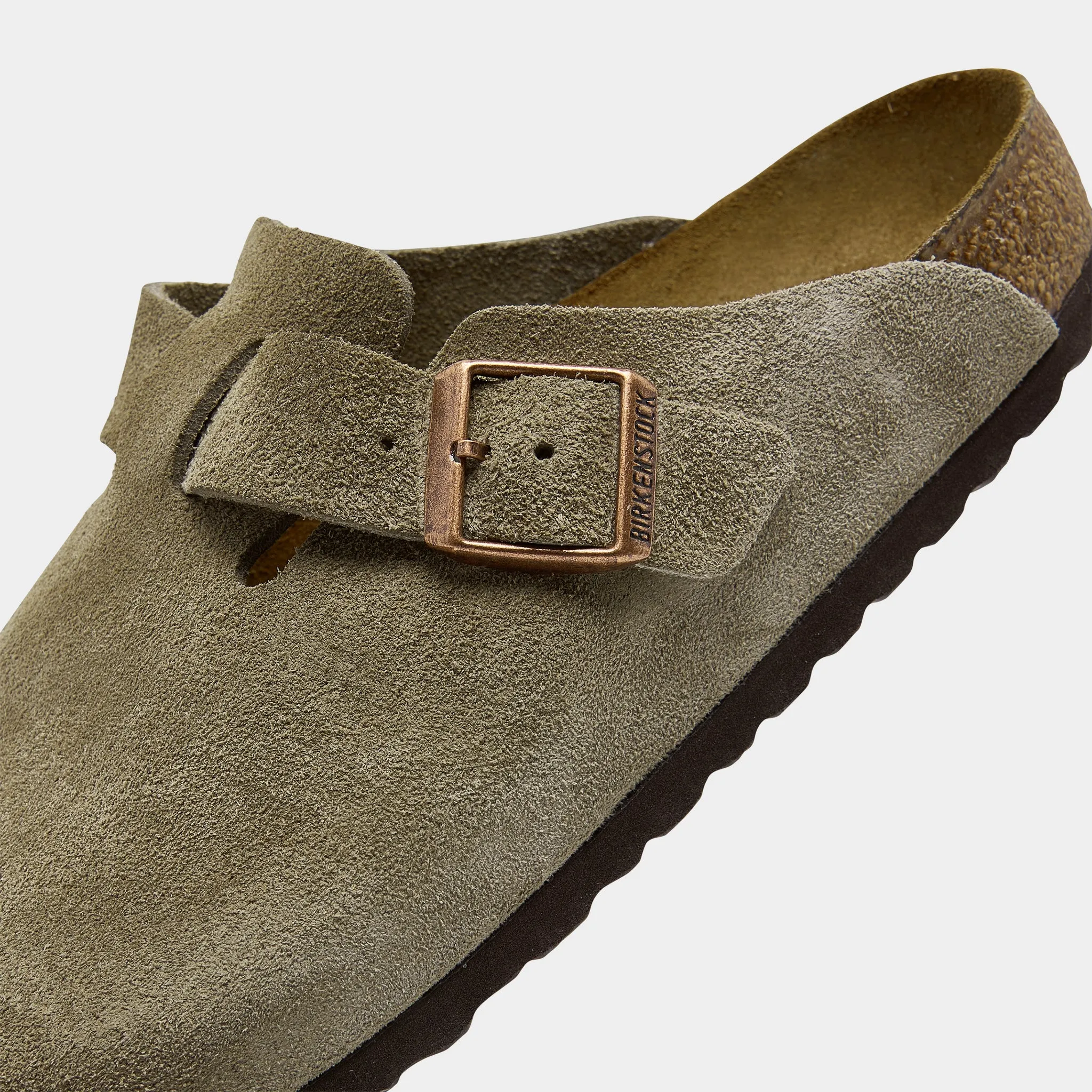 Birkenstock Boston Soft Footbed / Taubfarbene Birkenstock-Schuhe