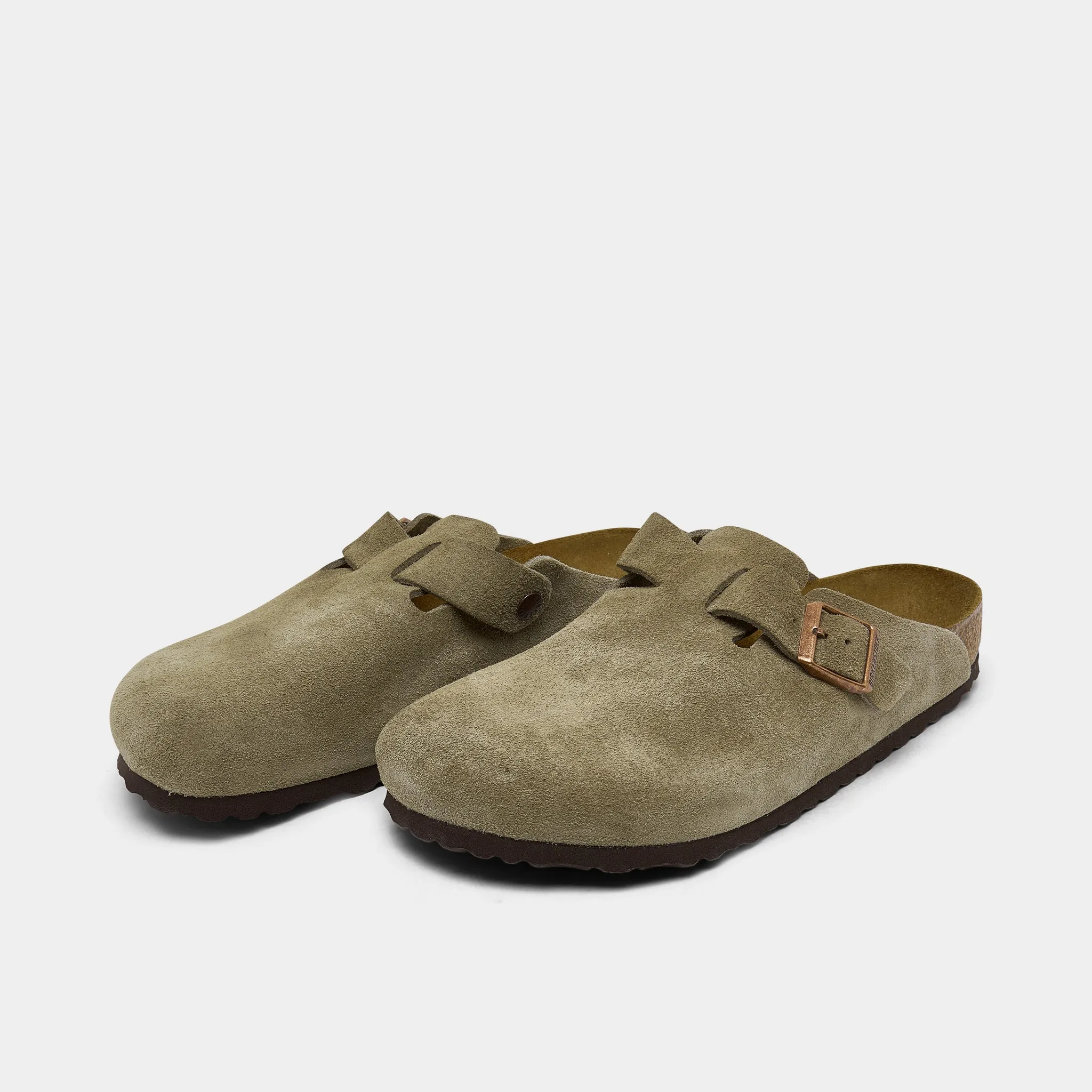 Birkenstock Boston Soft Footbed / Taubfarbene Birkenstock-Schuhe
