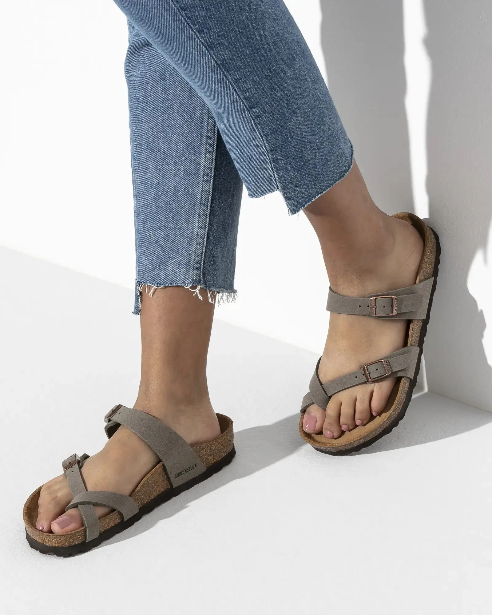 Birkenstock Sandalen Mayari Birko-Flor Nubuck in Stein