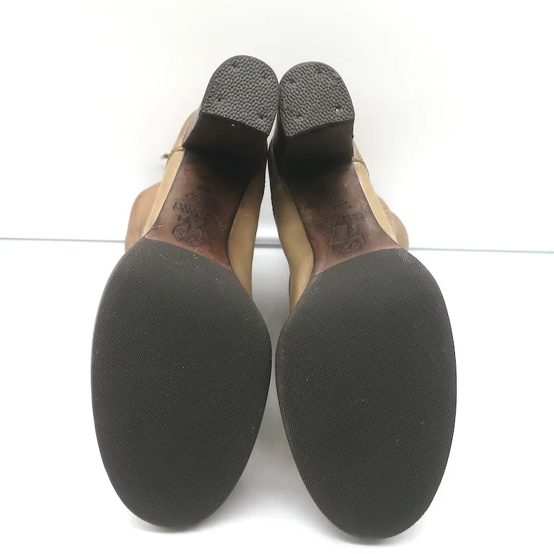 Brunello Cucinelli Schnürstiefel mit hohem Absatz in Taubenleder Größe 40