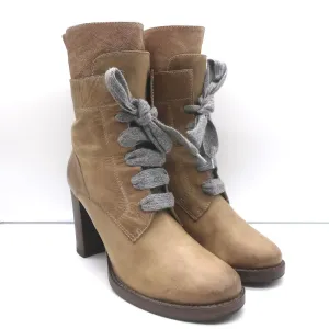 Brunello Cucinelli Schnürstiefel mit hohem Absatz in Taubenleder Größe 40