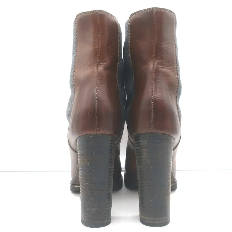 Brunello Cucinelli Platform Chelsea Stiefel Braun Leder Größe 40