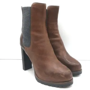 Brunello Cucinelli Platform Chelsea Stiefel Braun Leder Größe 40