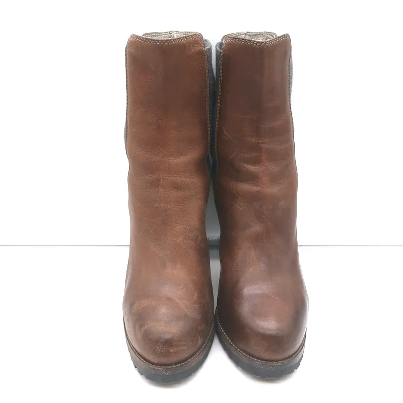 Brunello Cucinelli Platform Chelsea Stiefel Braun Leder Größe 40