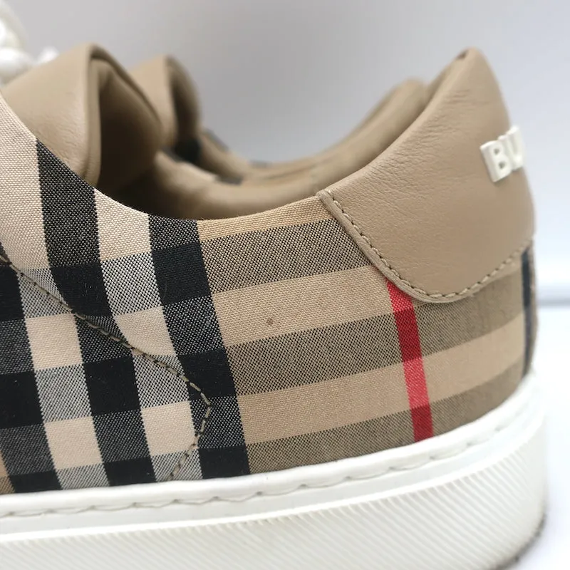 Burberry Vintage Check und Leder Low-Top Sneakers Archiv Beige Größe 35.5