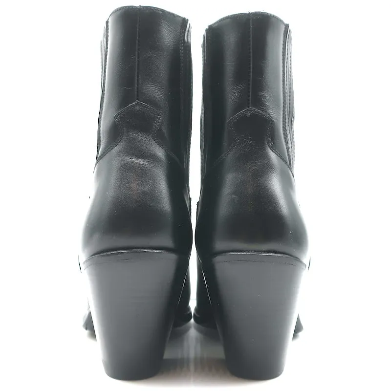 Celine Berlin 80 Cowboy-Stiefel Schwarz Leder Größe 38 Spitze Knöchelstiefel